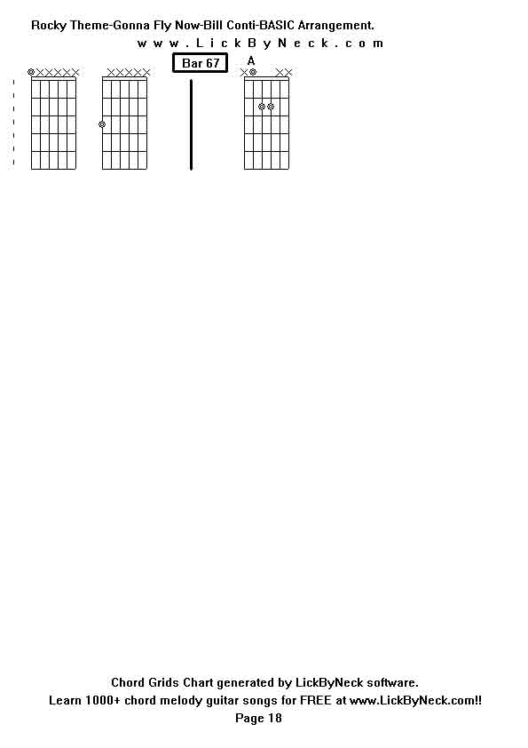 Chord Grids Chart of chord melody fingerstyle guitar song-Rocky Theme-Gonna Fly Now-Bill Conti-BASIC Arrangement,generated by LickByNeck software.